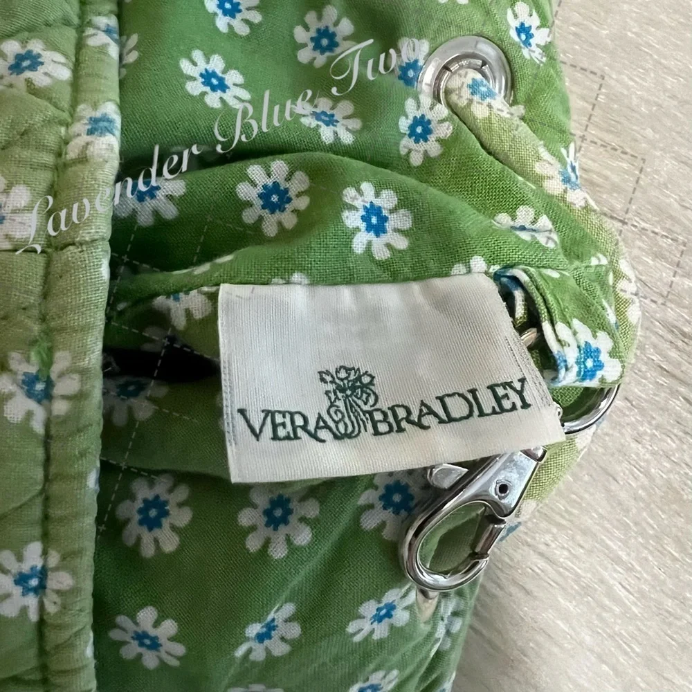Vintage VERA BRADLEY Green Apple 2004 Drawstring 2 Pocket S Backpack Floral USA